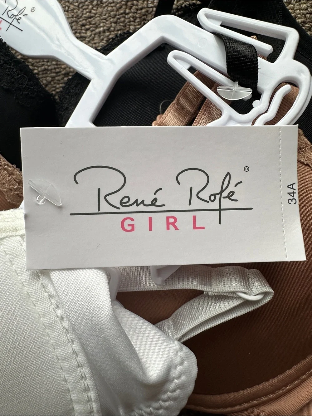 Rene Rofe 3-Pack Lace Trim T-Shirt Bras - Black, Nude & White - Picture 3 of 4